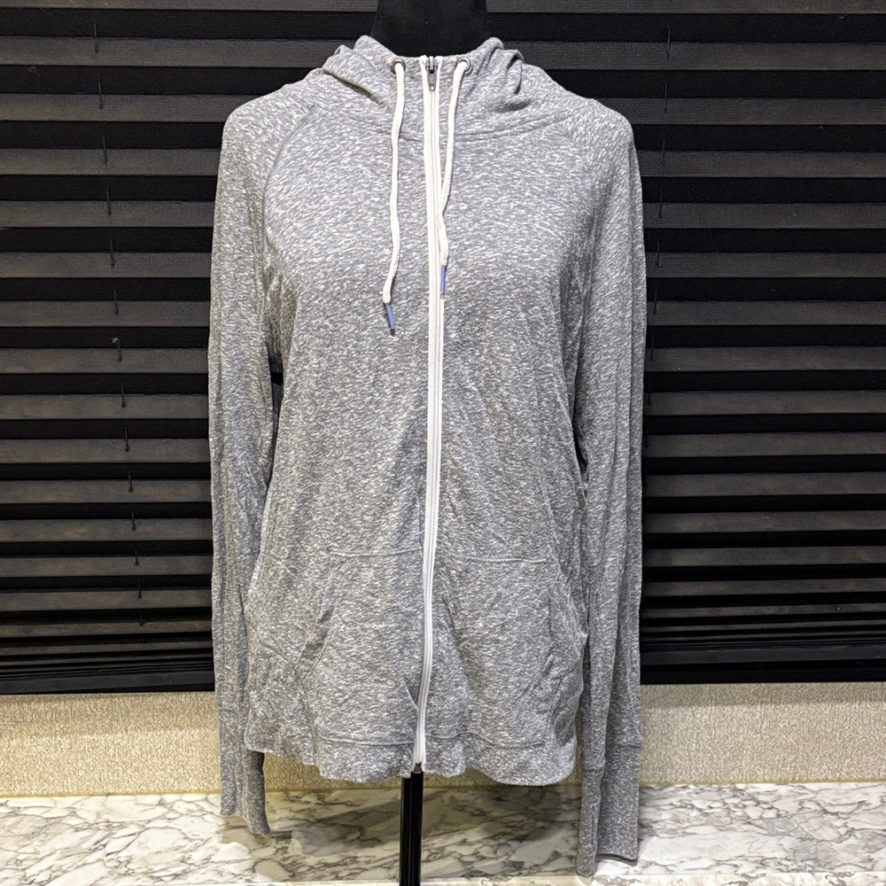 SO Kohls Heather Grey Lightweight Zip Front Cotton Blend‎ Hood Sweatshirt WN XL